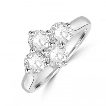 Platinum 2x2 Diamond Cluster ring