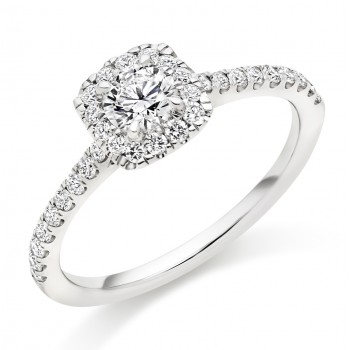 Platinum DSi1 Diamond Cushioned Halo ring Platinum DSi1 Diamond Cushioned Halo ring