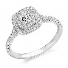 Platinum Cushion GVVS1 Diamond Double Halo ring