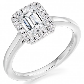 Platinum Emerald cut FSi1 Diamond Halo ring Platinum Emerald cut FSi1 Diamond Halo ring