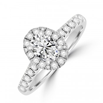Platinum Oval FVS2 Diamond Halo ring