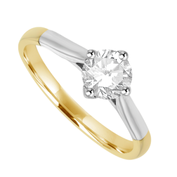 18ct Two-Tone Gold Diamond Solitaire Ring