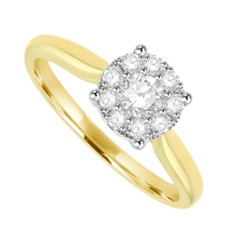 18ct Gold Diamond Solitaire Illusion Ring