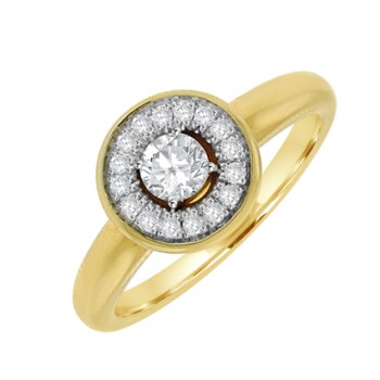 18ct Gold Diamond Solitaire Halo Ring