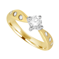18ct Gold Diamond Solitaire Ring with Twist