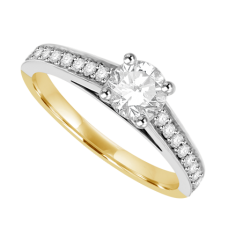 18ct Two-Tone Gold Solitaire Diamond Ring