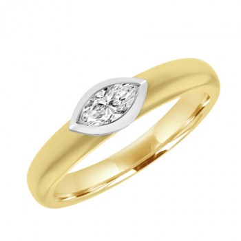 18ct Gold Marquise Diamond Solitaire Ring