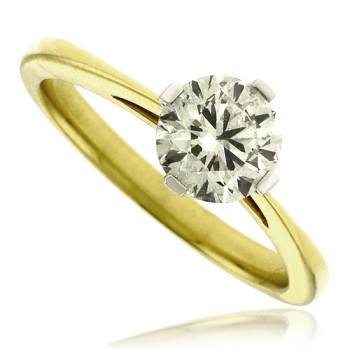 18ct Gold and Platinum 1.00ct Diamond Solitaire Ring