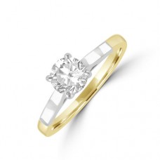 18ct Two Tone Gold Solitaire FSi1 Diamond Ring
