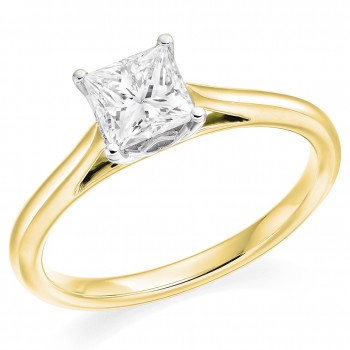 18ct Gold and Platinum Princess DSi1 Diamond Solitaire Ring