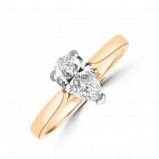 18ct Gold and Platinum .70ct Pear DSi2 Diamond Solitaire Ring