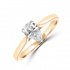 18ct Gold and Platinum .50ct Pear DSi1 Diamond Solitaire Ring