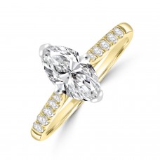18ct Gold and Platinum Marquise ESi2 Diamond Solitaire Ring