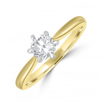 18ct Gold Solitaire ESi2 Diamond 6-claw Ring
