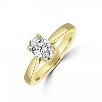 18ct Gold and Platinum Solitaire Oval DSi2 Diamond Ring
