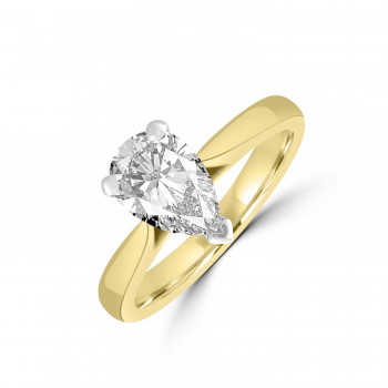 18ct Gold and Platinum Pear ESi1 Diamond Solitaire Ring