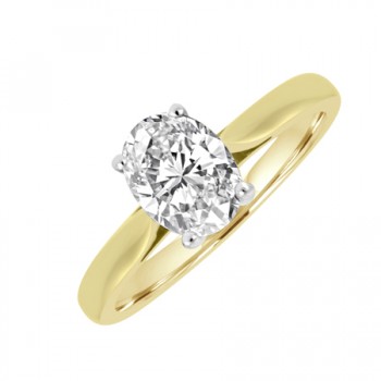 18ct Gold and Platinum Oval DSi1 Diamond Solitaire ring