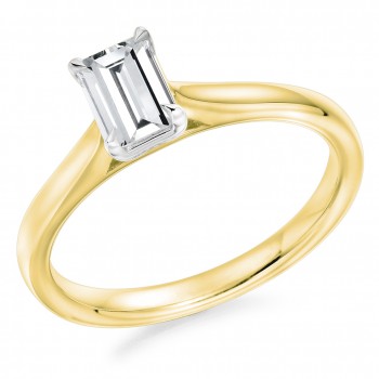 18ct Gold Emerald cut ESi1 Diamond Solitaire ring