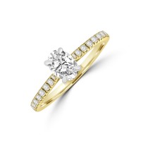 18ct Gold and Platinum Oval Solitaire ESi2 Diamond ring
