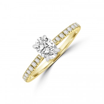 18ct Gold and Platinum Oval Solitaire ESi2 Diamond ring