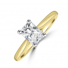 18ct Gold Platinum Radiant Solitaire GSi2 Diamond ring