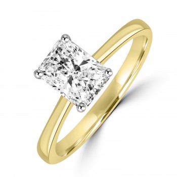 18ct Gold Platinum Radiant EVS2 Diamond Solitaire ring