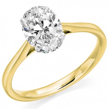 18ct Gold Platinum Oval DSi1 Diamond Hidden Halo Solitaire ring
