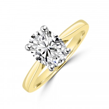18ct Gold Platinum Oval HSi2 Diamond Solitaire ring