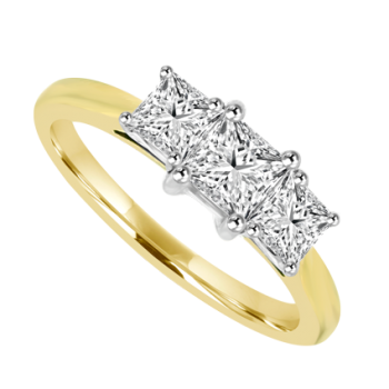 18ct Gold 3-stone Princess .77ct Diamond Ring