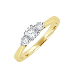 18ct Gold Three-Stone Diamond 4x3 Claw Ring