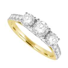 18ct Gold 3-Stone 1.00ct Diamond Ring with set Shoulders