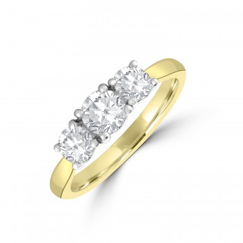 18ct Gold and Platinum Three-stone DSi2 Diamond Ring