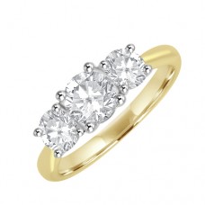 18ct Gold & Platinum 1.50ct Three-stone DSi1 Diamond Ring