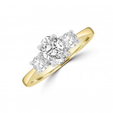 18ct Gold and Platinum Three-stone FSi1 Oval Diamond ring