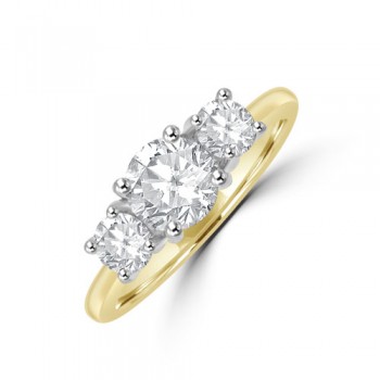 18ct Gold and Platinum DSi1 Diamond Three-stone ring
