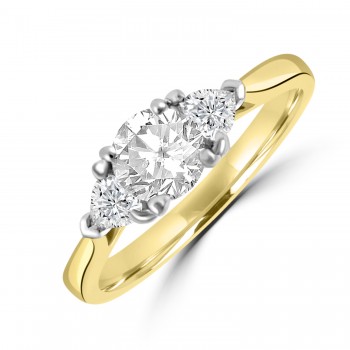 18ct Gold DSi2 Diamond and Trillion cut Three-stone ring
