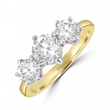 18ct Gold Three-stone DSi1 Diamond 6-claw ring 18ct Gold Three-stone DSi1 Diamond 6-claw ring