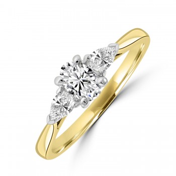 18ct Gold and Platinum Three-stone Oval and Pear Diamond ring 18ct Gold and Platinum Three-stone Oval and Pear Diamond ring