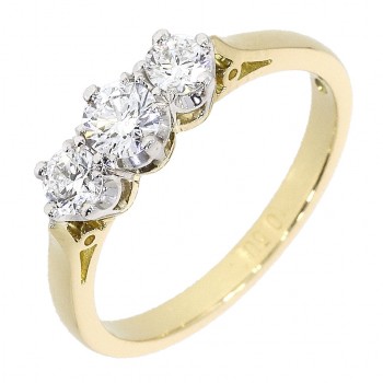 18ct Gold Three-stone Diamond Traditional set ring