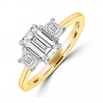 18ct Gold Platinum Emerald cut and Trapezoid Diamond ring 18ct Gold Platinum Emerald cut and Trapezoid Diamond ring