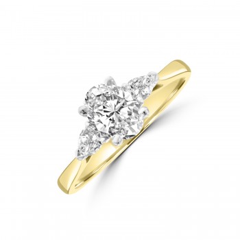 18ct Gold Platinum Oval GSi1 Diamond and Pear ring