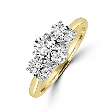 18ct Gold Platinum Oval Diamond Three-stone ring
