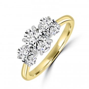 18ct Gold Platinum Oval GVS2 Diamond Trilogy ring