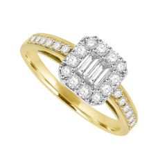 18ct Gold Baguette Diamond Cluster Ring