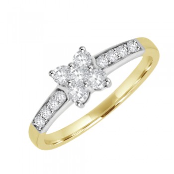 18ct Gold Five-stone Diamond Cluster Engagement Ring