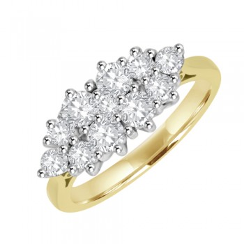 18ct Eleven-Stone Diamond Boat Shaped Cluster Ringt