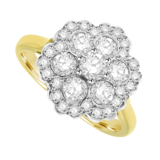 18ct Gold 7 Diamond Cluster Halo Ring