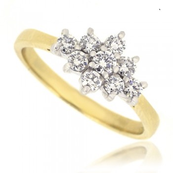 18ct Gold 9-Stone Diamond Cluster Ring