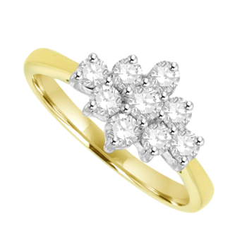 18ct Gold Diamond 3x3 Cluster Ring