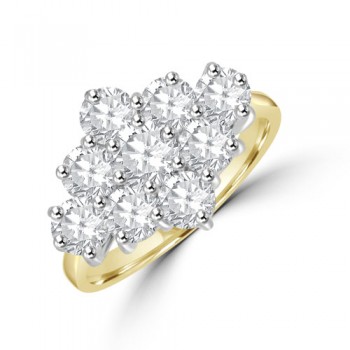 18ct Gold Nine-stone Diamond Kite Cluster ring